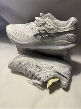 Asics Women's Gel-Resolution 9 Tennis Shoes (White/Pure Silver) new/return